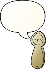 cartoon spoon with speech bubble in smooth gradient style