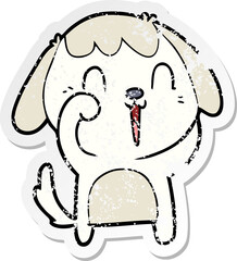 distressed sticker of a cute cartoon dog