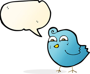 cartoon funny bird with speech bubble