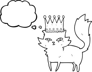freehand drawn thought bubble cartoon posh cat