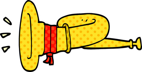 cartoon doodle curled horn instrument