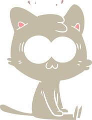 flat color style cartoon surprised cat