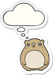 cartoon bear with thought bubble as a printed sticker