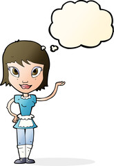 cartoon maid with thought bubble