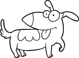 line drawing of a happy dog