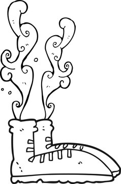 recommend clip art: freehand drawn black and white cartoon smelly sneakers
