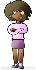 Obraz premium cartoon woman with crossed arms