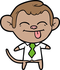 funny cartoon monkey wearing shirt and tie