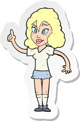 sticker of a cartoon pretty woman with idea