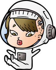 cartoon astronaut woman