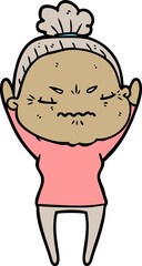 cartoon annoyed old lady