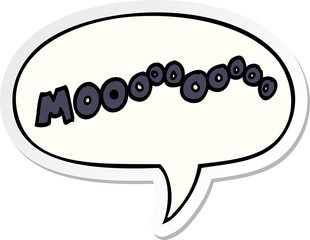 cartoon moo noise with speech bubble sticker