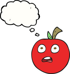 freehand drawn thought bubble cartoon tomato