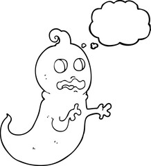 freehand drawn thought bubble cartoon ghost