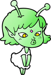 pretty cartoon alien girl