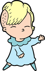 cartoon squinting girl