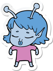 sticker of a cute alien girl cartoon