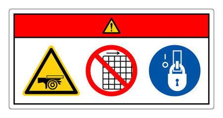 Danger Hand Crush Roller Pinch Point Do Not Remove Guard Symbol Sign, Vector Illustration, Isolate On White Background Label .EPS10