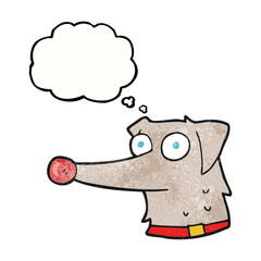 Obraz premium freehand drawn thought bubble textured cartoon dog with collar