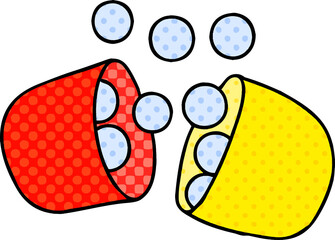 cartoon illustration of opened medicine tablet