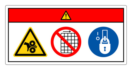 Danger Cutting of Fingers Rotating Blades Do Not Remove Guard Symbol Sign, Vector Illustration, Isolate On White Background Label .EPS10