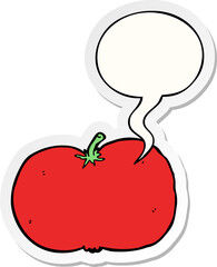 cartoon tomato with speech bubble sticker