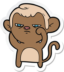 sticker of a cartoon annoyed monkey