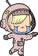 cartoon crying astronaut girl