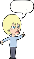 cartoon woman arguing with speech bubble