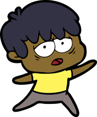 cartoon exhausted boy