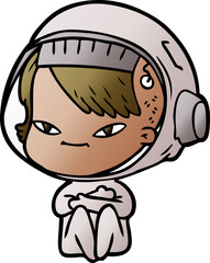 cartoon astronaut woman