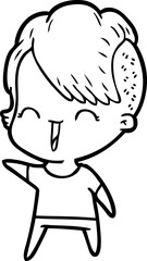 cartoon happy hipster girl