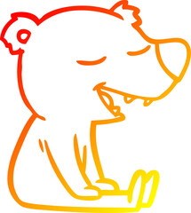 warm gradient line drawing of a cartoon bear