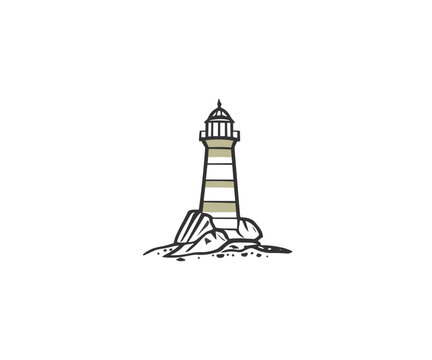 Lighthouse beacon tower view illustration vector image
