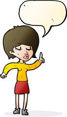 cartoon woman with idea with speech bubble
