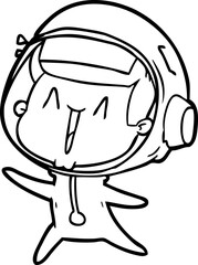 happy cartoon astronaut leaping