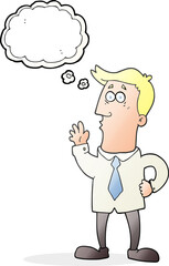 freehand drawn thought bubble cartoon businessman