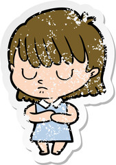 distressed sticker of a cartoon woman