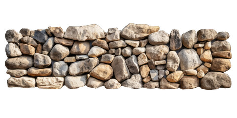Stone wall isolated on transparent background. Old ancient stone wall