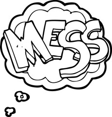 freehand drawn thought bubble cartoon mess