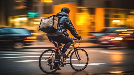 On a bustling sidewalk, a diligent courier carries a stack of packages with unwavering determination. Amidst the cacophony of urban life. Generated by AI.