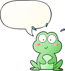 cute cartoon frog with speech bubble in smooth gradient style