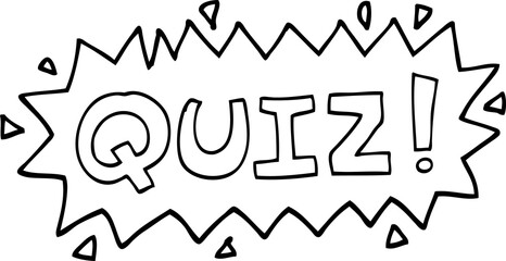black and white cartoon quiz symbol