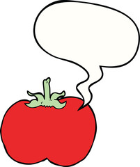cartoon tomato with speech bubble