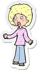 sticker of a cartoon surprised woman