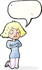 cartoon annoyed woman with speech bubble