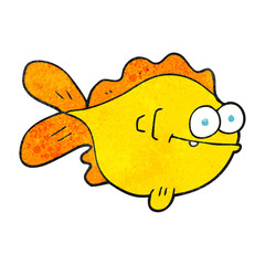 freehand textured cartoon fish