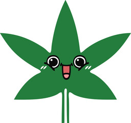 flat color retro cartoon of a marijuana leaf