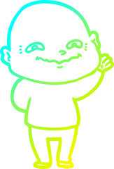 cold gradient line drawing of a cartoon creepy guy