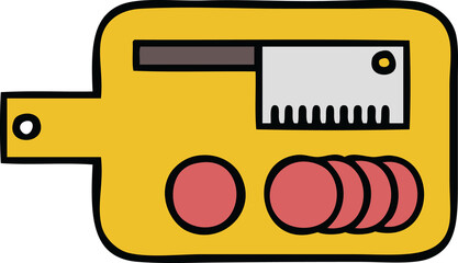 cute cartoon of a meat chopping board